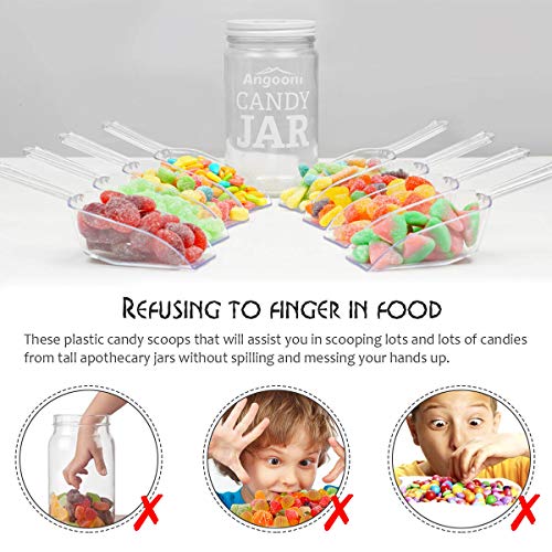 Angooni Clear Plastic Kitchen Scoops Wedding Candy Dessert Buffet Scoops, Coffee, Tea, 12 Pack Small 2 OZ. Candy Scoops