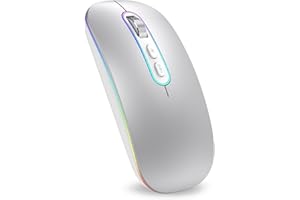 cimetech M01 Wireless Bluetooth Dual Mode Mouse, [One Mouse Two Devices] [Ultra-low Decibel Click], Rechargeable Ultra Slim LED Sleek Mouse, Plug and Play for iPad Mac Laptop Tablet PC Window - Silver
