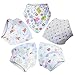 Aivedo Baby Bandana Drool Bibs,5- Pack Set Adjustable Snaps - Soft Absorbent Hypoallergenic 100% Cotton Feeder Bib- Burp Cloths Gifts for Drooling,Feeding and Teething-Girls Gifts