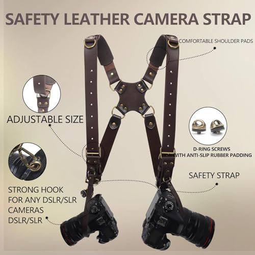 4J LEDR Photo Camera Strap, Professional Photographic Camera Strap for Photographic Camera, Multiple Camera Equipment for Dslr/Slr Strap, Small, Brown