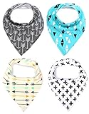 MKONY Baby Bandana Drool Bibs with 2 Snaps,Arrows & Triangles Set,4-Pack Soft Absorbent Cotton, Cute Baby Gift for Boys & Girls