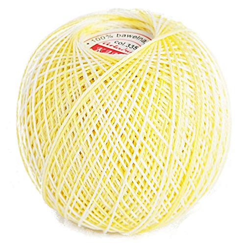 Cotton Crochet Yarn Gradient Colors Double Mercerized Thread 220yd/200m Ball 1.05oz/30g Knitting Tatting Emroidery Size 15 (Multi Lemon 335)