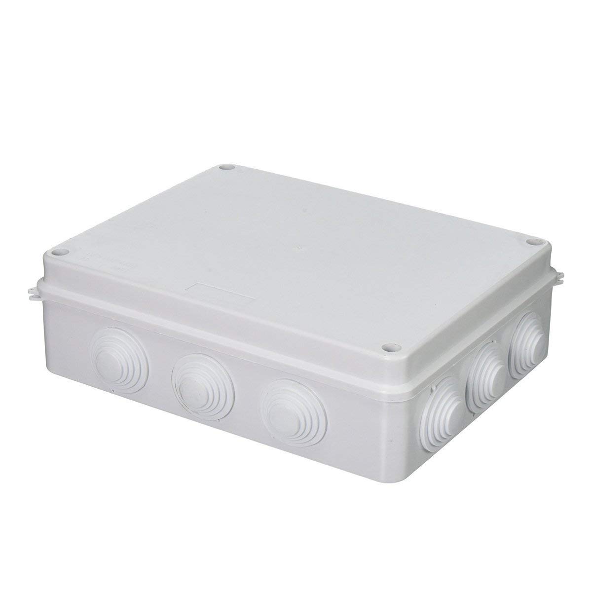 Toolzia Ip65 Electrical Junction Box, Pvc Waterproof Junction Box Plastic Adaptable Outdoor Electrical Junction Box Waterproof Project Box for Electronic Cable (255 * 200 * 80 mm/White)