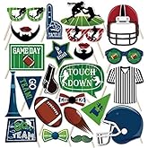Aaon Football Photo Booth Props(25CT),Sports Photo Booth Props,Tailgate Photo Booth Props with Stick