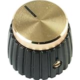 Knob - Black, Gold Top, Set Screw, Marshall Style