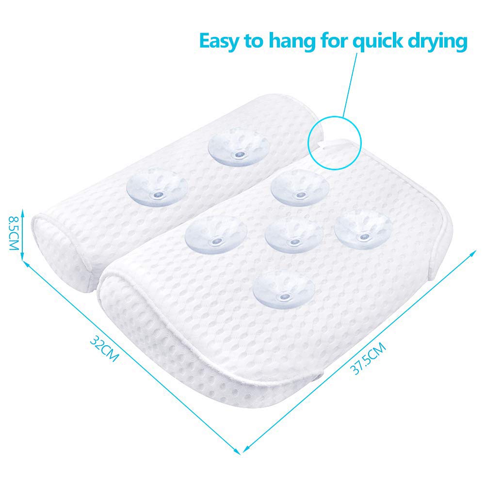 AmazeFan Bath Pillow, Bathtub Spa Pillow with 4D Air Mesh Technology and 7 Suction Cups, Helps Support Head, Back, Shoulder and Neck, Fits All Bathtub, Hot Tub, Jacuzzi and Home Spa : Beauty
