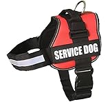 ALBCORP Reflective Service Dog Vest/Harness, Woven Polyester & Nylon, Comfy Soft Padding, EXTRA LARGE, RED