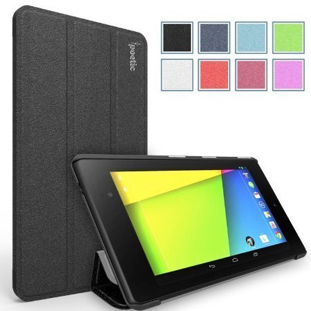 Google Nexus 7 2013 Case - Poetic Google Nexus 7 2013 Case [Slimline Series] - [Lightweight] [Ultra-slim] PU Leather Slim-Fit Trifold Cover Stand Folio Case for Google Nexus 7 2nd Gen 2013 Black (3 Year Manufacturer Warranty From Poetic)
