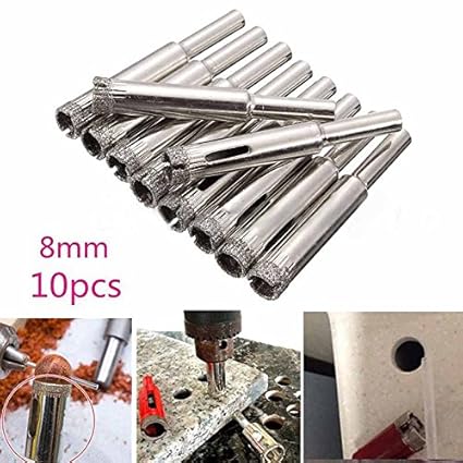 Generic 10pcs Diamond Holesaw 8mm Drill Bits Sets For Glass Tile Ceramic Marble Porcelain