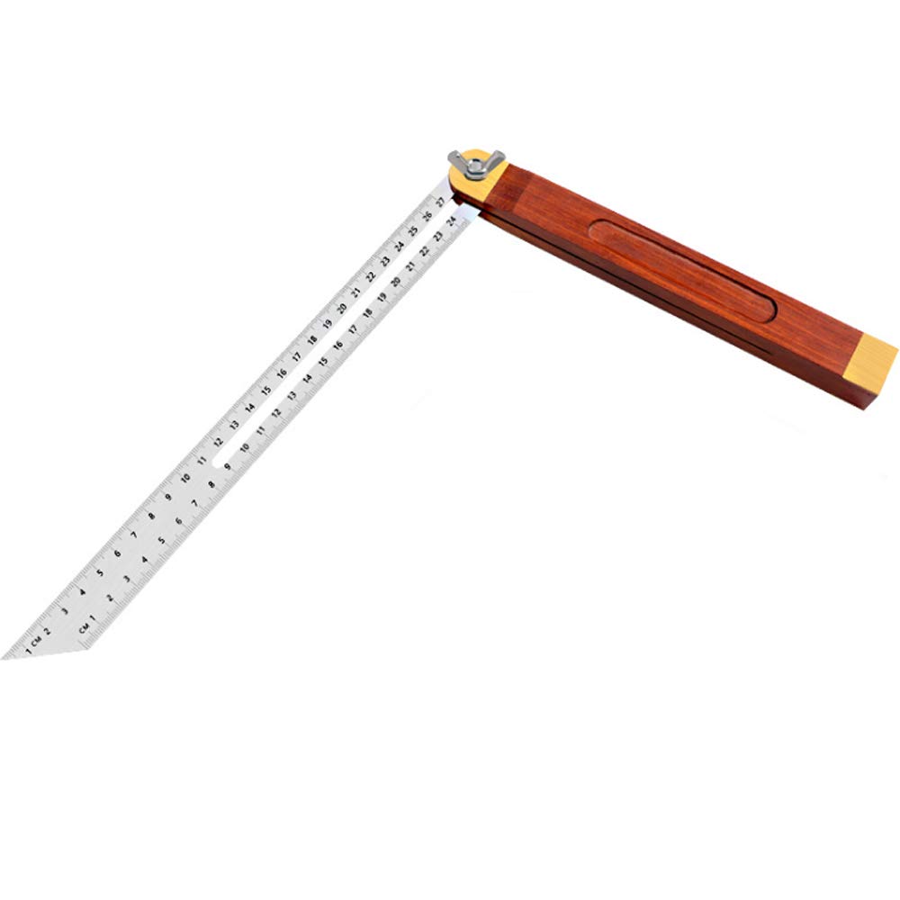 ANCLLO 27cm Activity Angle Ruler Protractor Horizontal Sliding T-Bevel Square Carpenter Measuring Tape Multi Angle Wooden Handle with Inch/cm Marks