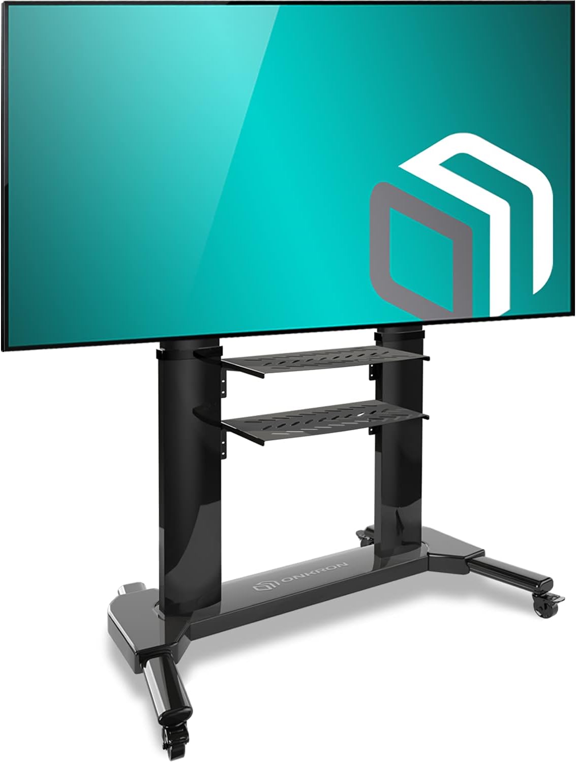 ONKRON Universal Mobile TV Stand with Shelves TV Cart on Wheels for 40” – 80 Inch Flat Panel Curved LCD LED OLED Screens up to 100 lbs TS27-71 (Black) : Office Products