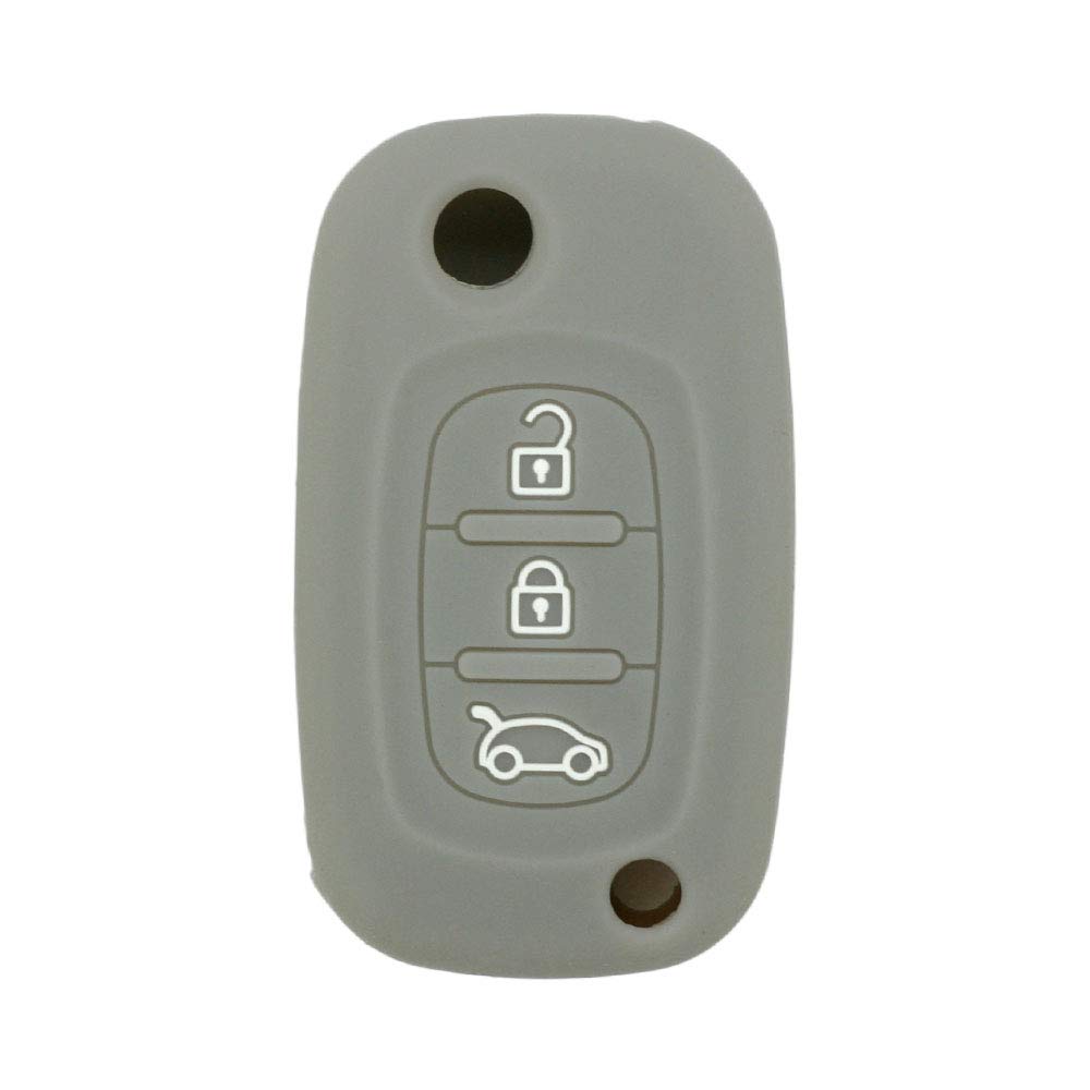 BROVACS Silicone Cover Protector Case Holder Skin Jacket Compatible with MERCEDES BENZ SMART RENAULT 3 Button Flip Remote Key Fob CV4954 Grey