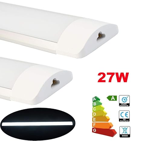 ALBRIGHT (2 Stück) 27W LED Leuchtstoffröhre komplett set, verknüpfbar LED Röhre Tube Leuchtstoffröhre Lichtleiste Deckenleuchte Lampe 90cm, Energiesparlampe kaltweiß (6000-6500K),CE Zertifikat