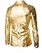 CIC Collection Men's Metallic Slim Fit Casual Two Button Blazer Jacket, Gold, US XL / Tag XXL