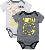 Nirvana Baby Bodysuit Smiley Face Logo 2 Pack (0-3 Months)