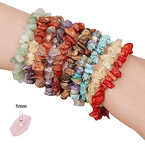 Rayocon Natural Crystal Chips Irregular Stone Beads Kit with Metal Beading Wire and Elastic String for Jewelry Making… - Afbeelding 5