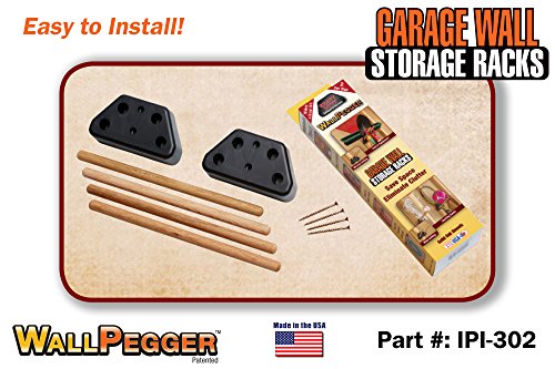 Wallpegger: Garage Wall Storage Racks - 2 Pk - Easy to Install - Incredibly Strong - Store Tools, Sporting Goods, Ladders, Skis, Snowboards, Bikes, Hoses, Power Tools, Golf Clubs, Coats - Adjustable