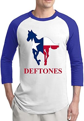 TNJE Men's Deftones White Long Sleeve Baseball Raglan Shirt RoyalBlue]