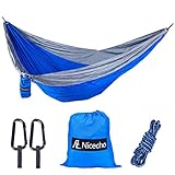 Nicecho Double Camping Parachute Hammock, Lightweight Nylon Portable Hammock, Best Garden Double Hammock For Backpacking, Travel, Camping, Beach, Yard or Any Adventure (Blue and Gray)