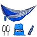 Nicecho Double Camping Parachute Hammock, Lightweight Nylon Portable Hammock, Best Garden Double Hammock For Backpacking, Travel, Camping, Beach, Yard or Any Adventure (Blue and Gray)