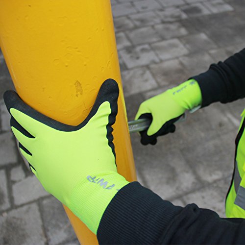 FWPP High Visibility Full Thermal Lining Winter Work Gloves Skid Resistance Comfortable Soft Keep Warm Cold Weather Safety Gloves, Pack of 1Pair Large