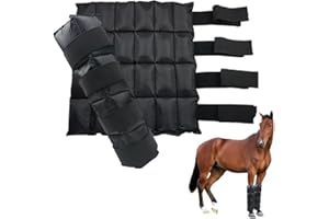 WORLD-BIO Horse Ice Boots (2pcs)/Horse Ice Pack for Injuries/Swelling, Horse Leg Ice Wraps with Flexible Straps for Horse Hock, Ankle, Knee, Legs&Horse Hooves,& Horse Gift Ideas for Horse Lovers-Black