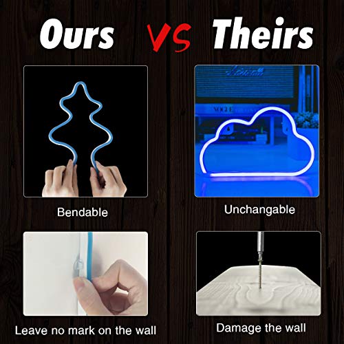 SEKKVY LED Neon Sign, 39.3’’ Shapeable Neon Strips Light, USB/Battery Powered, DIY Wall Decor Waterproof Neon Light Sign Can be Used Indoors and Outdoors (White Light)