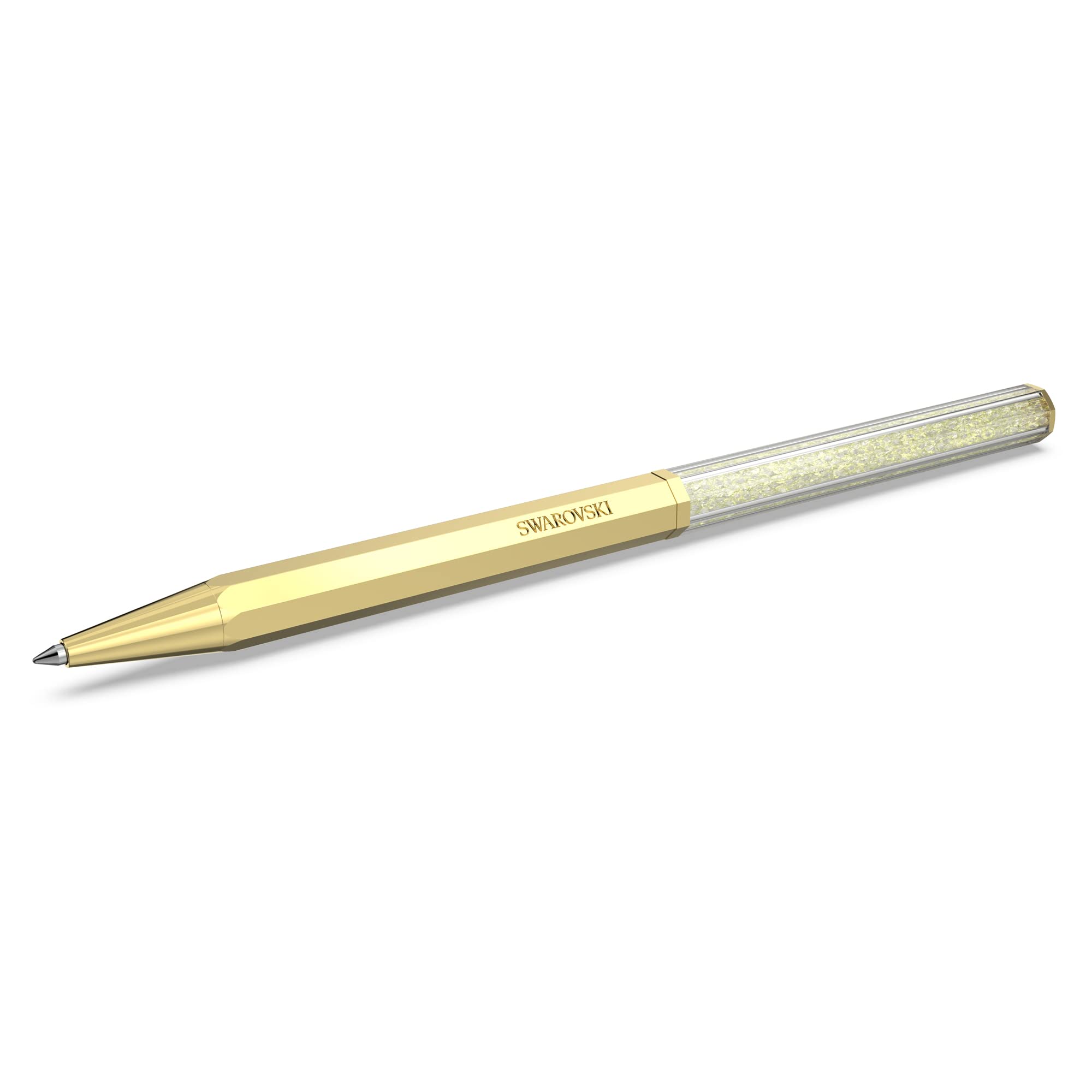 Swarovski Crystalline ballpoint pen, Octagon shape, Gold tone, Gold-tone plated