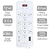 OviiTech 12 Outlet All-In-One Mountable Surge Protector Power Strip with2 USB Charging Ports(3.1A Total and Phone/Ethernet/Coax Protection,6 Foot Heavy Duty Extension Cord,4380 Joules,White,ETL Listed
