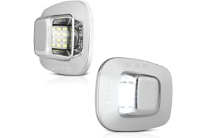 VIPMOTOZ Chrome Bezel Full LED License Plate Light Rear Bumper Tag Lamp Assembly For Chevy GMC C/K Series 1500 2500 3500 Pickup Suburban Blazer S10 Tahoe Yukon Sonoma Typhoon, 2-Piece Set