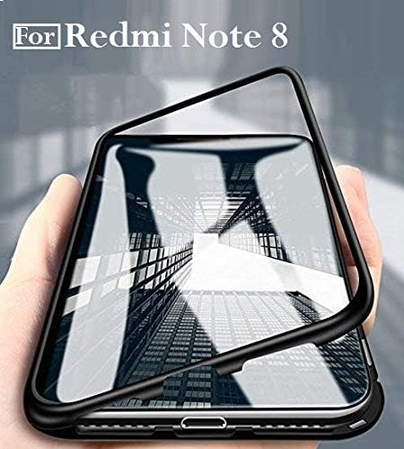 Designerz Hub® Magnetic Metal Frame Hard Back Cover with Built-in Magnets Bumper Desinged for Xiaomi Redmi Note 8