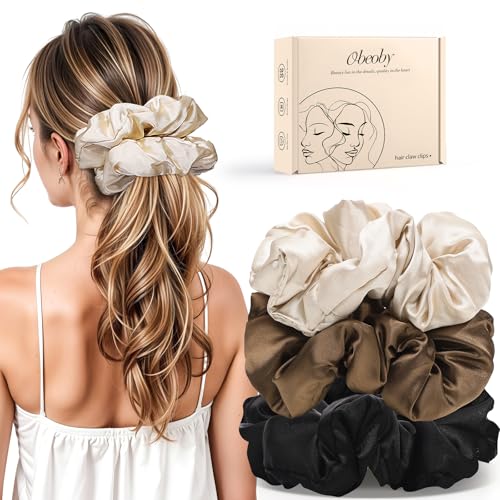 Photo 1 of 3Pcs Large Satin Hair Scrunchies, Pillow Satin Scrunchies for Thick Curls Hair Silk Sleepy Hair Tie Stocking Stuffers for Teen Girls
