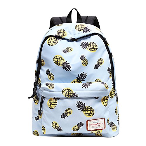 Bonamana Pineapple School Backpack Cute Leisure Package Daily bag Laptop Backpack for Grls (Blue)