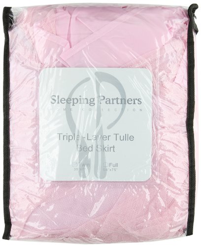 Tadpoles Triple Layer Tulle Crib Skirt, Nursery Crib Bed Skirts for Baby Boys or Girls, Pink, Twin