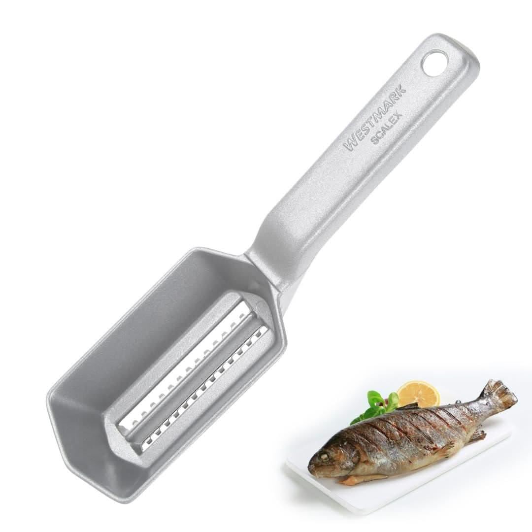 Westmark Fish Scaler With Scale Catching Tray, Aluminium, Special Food-Safe Coating, Stainless Steel, 21 X 5.9 X 5.3 cm, Scalex, Silver, 65002260