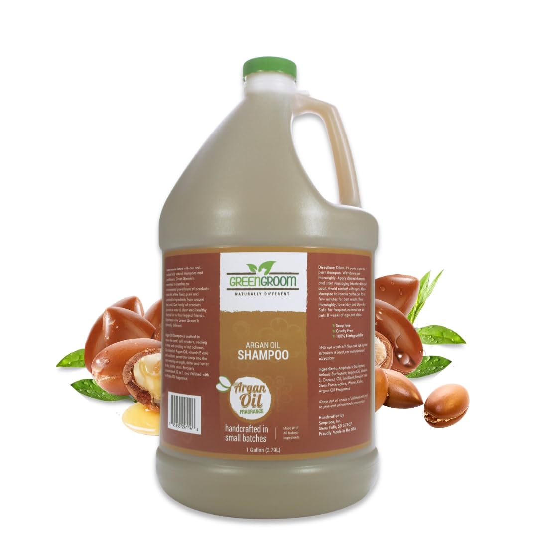 GreenGroom Argan Oil Dog Shampoo, 1 Gallon, 3.79 Litre - Vitamin E and Antioxidant Rich, Restores Shine, Moisturizing, Natural Ingredients, Professional Grade