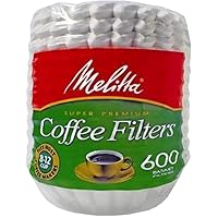 600 Coffee Filters, Basket, Pack of 600, 8-12 Cups, White