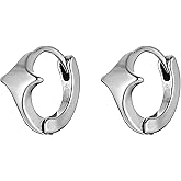 HZMAN Star Earring for Men Women Stainless Steel Simple Silver Star Hinged Hoop Earring Jewelry Gift