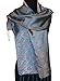 Fandori Mulberry Silk Scarf with Contrasting Color - Blue/Pink