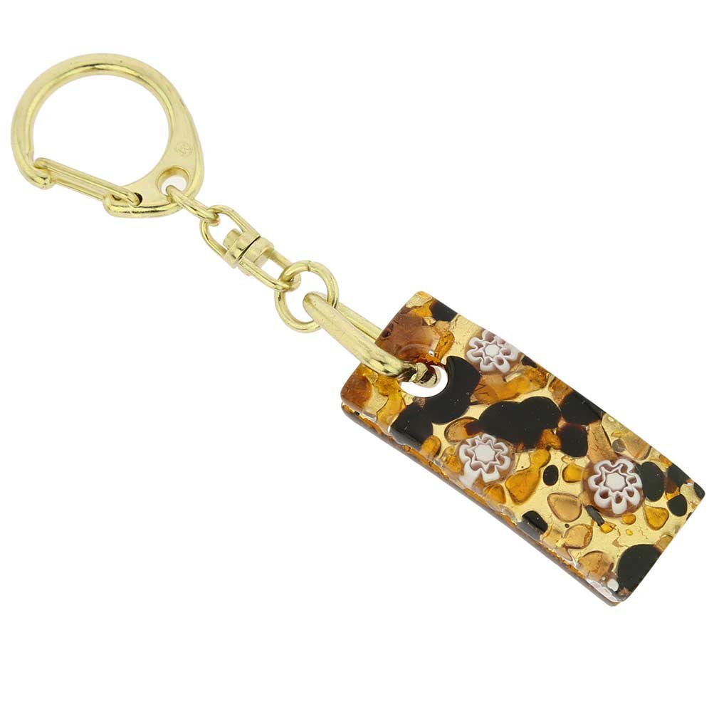 Glass Of Venice Murano Glass Colors Stick Keychain - Topaz Gold