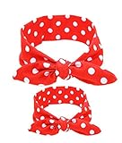 Shimmer Anna Shine Mommy and Me Matching Cotton and Spandex Stretch Headbands (Red Polka Dot)