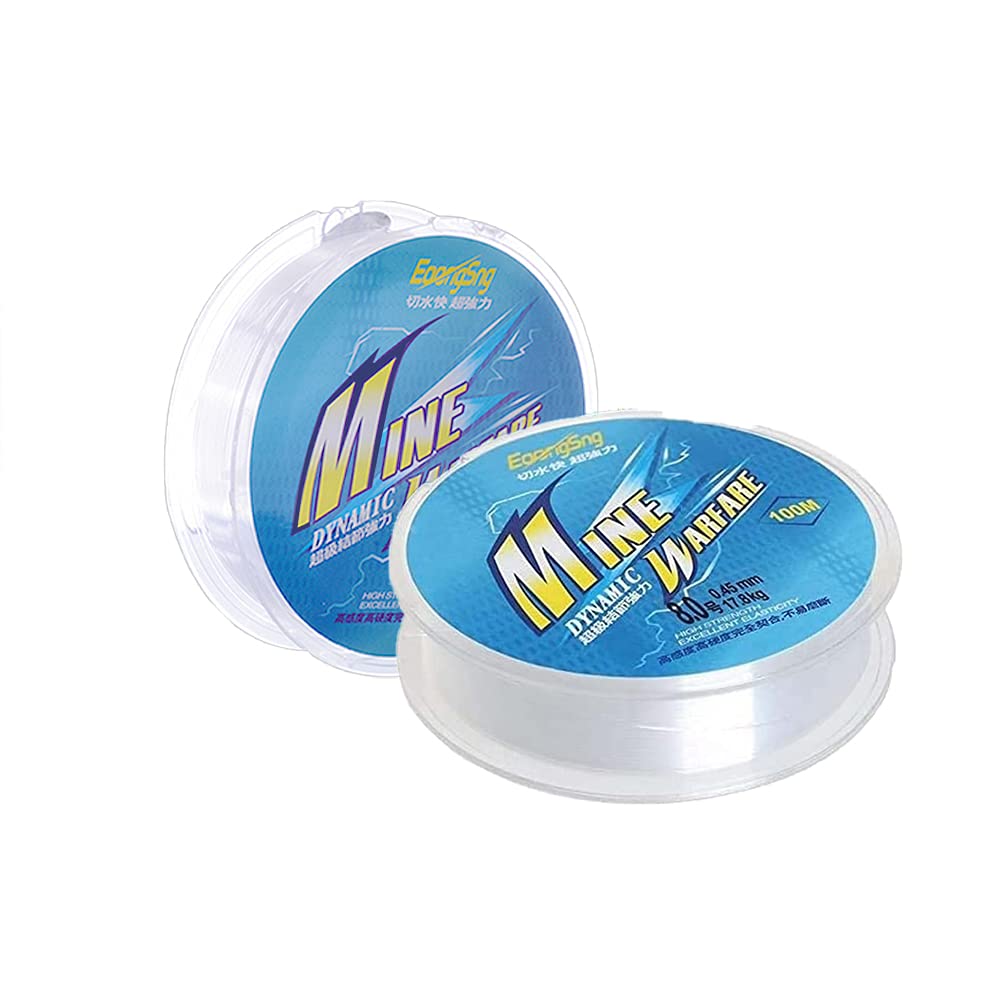 Rifrpha 2 Pcs Nylon Fishing Line 8.0 Spool 100 Meters Monofilament Fishing Line Monofilament Fishing Wire Strong and Transparent Invisible Monofilament Wire for Eel, Trout, Carp