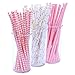 LoveS 150 Pack Biodegradable Paper Straw for Birthdays, Weddings, Baby Showers, Celebrations and Parties (Pink)