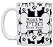 ThisWear Dog Owner Gifts Best Pug Mom Ever Paw Pattern Gift 11oz Ceramic Coffee Mug with Handle Bone Pattern