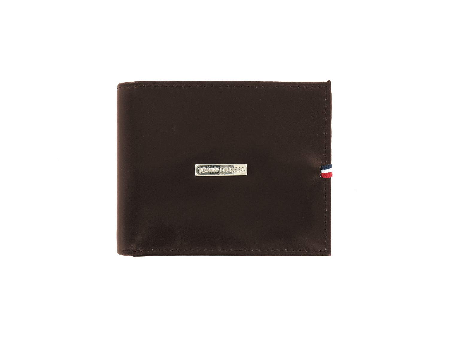 Tommy Hilfiger New Dark Brown Leather Wallet with RFID Blocking Gift Boxed - Silver Logo Plate Design