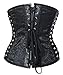 Kimring Women's Steampunk Vintage PU Leather Jacquard Spiral Steel Boned Lace Up Side Plus Size Underbust Corset Black XXXXX-Large