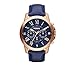 Fossil Men's 44mm Grant Rose Goldtone Chronograph Watch With Navy Leather Strap