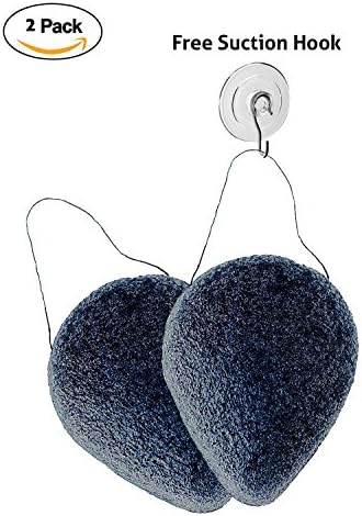 The Official Blue Jolie Natural Konjac Sponge (2 Pack) – An Organic Beauty Sponge with Activated Bamboo Charcoal, Natures Best Exfoliator for Your Face – Facial Sponge Absorbs Acne Impurities
