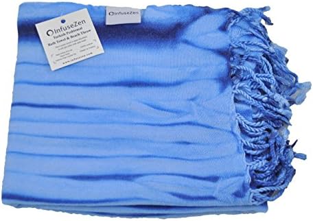 Tiedye Thin Turkish Bath Towel - Tie Dye Beach Towel, Luxury Bath Sheet, Yoga Blanket, 100% Cotton Made in Turkey, Authentic Peshtemal Towels (Blue)