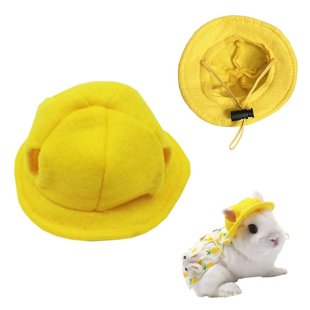 ANIAC Funny Cat Hat for Cat XXS Dog Sun Hat with Ears Hole Rabbit Outfit for Bunny Mini Sombrero Puppy Hat Party Costume Head Accessories for Kitten Kitty Small Breeds (Yellow)